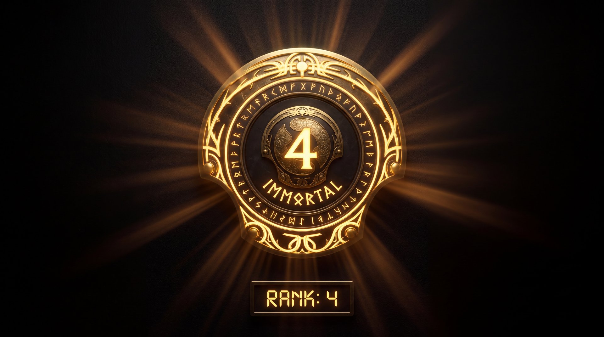 Dota 2 Immortal rank golden glowing shield medal leaderboard gaming