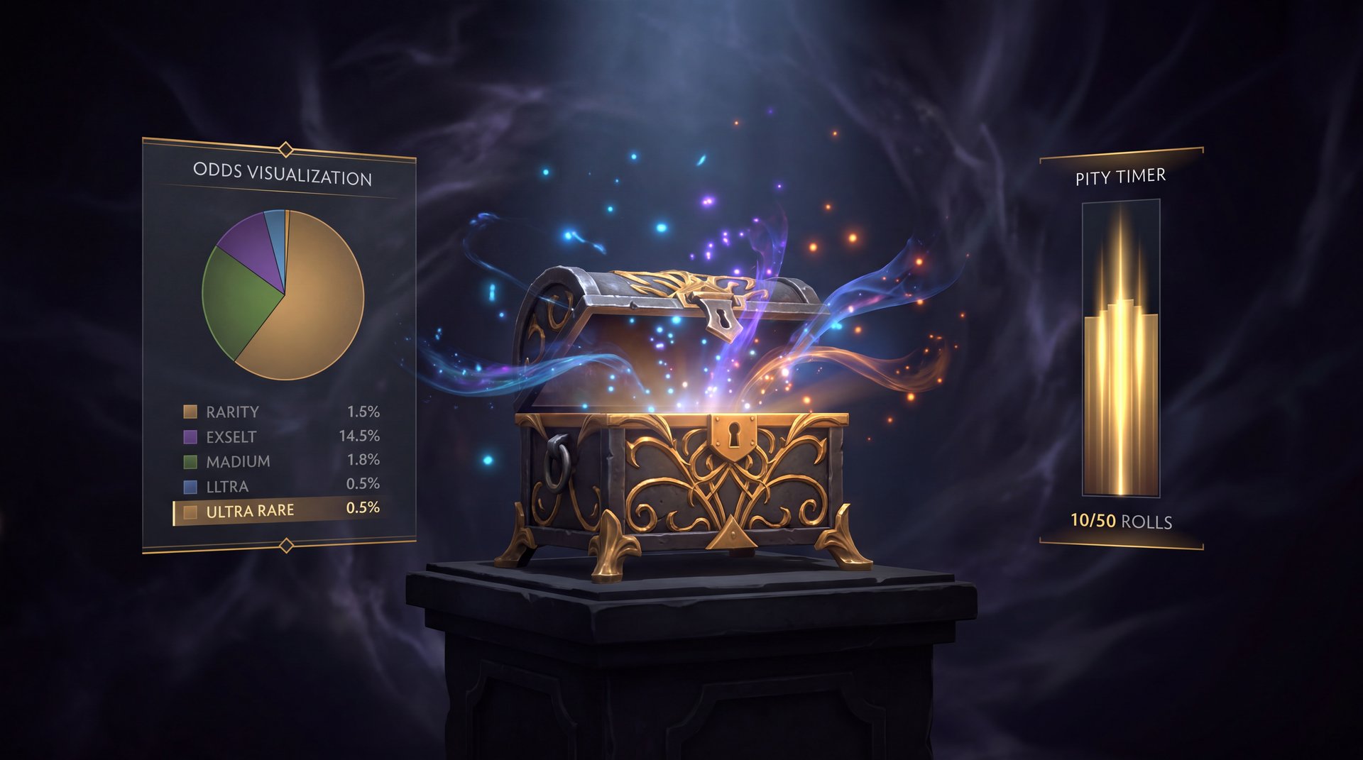 Dota 2 pity timer mechanics showing increasing chance of Very Rare with each opening