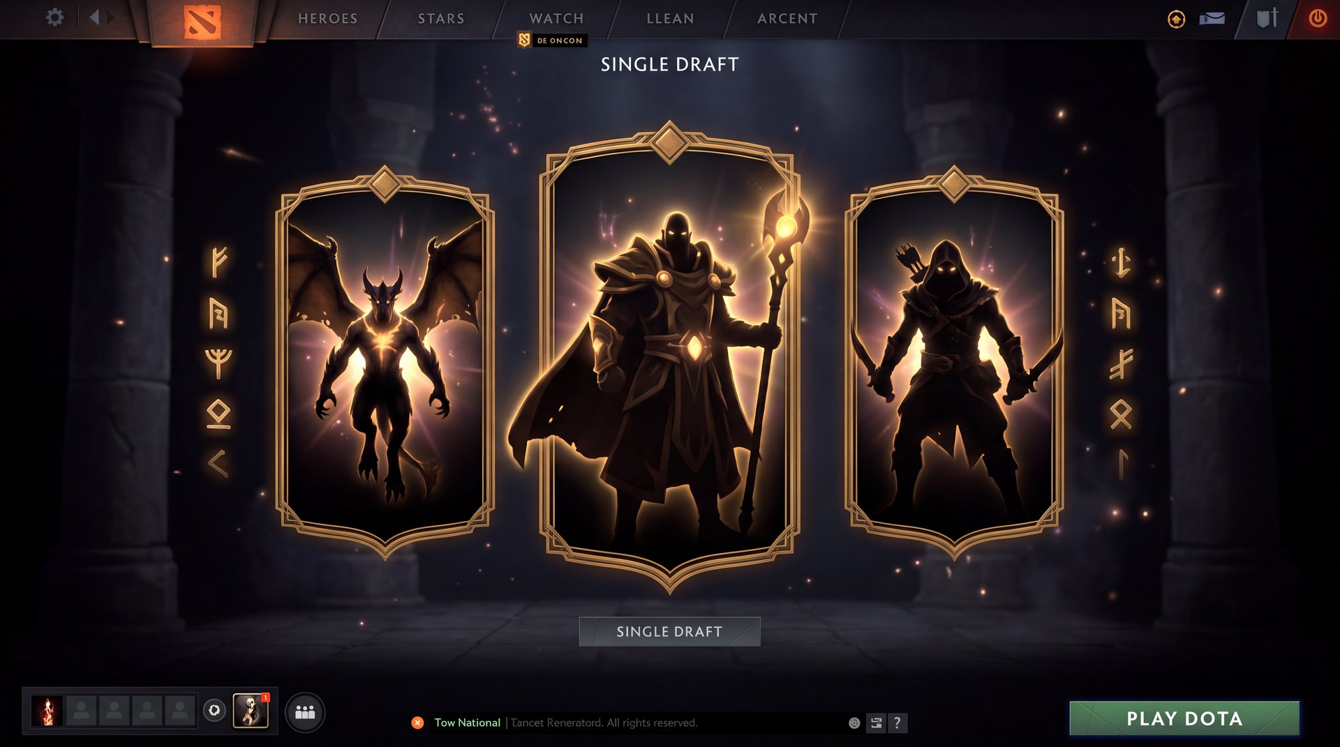 Dota 2 Single Draft hero selection screen three heroes