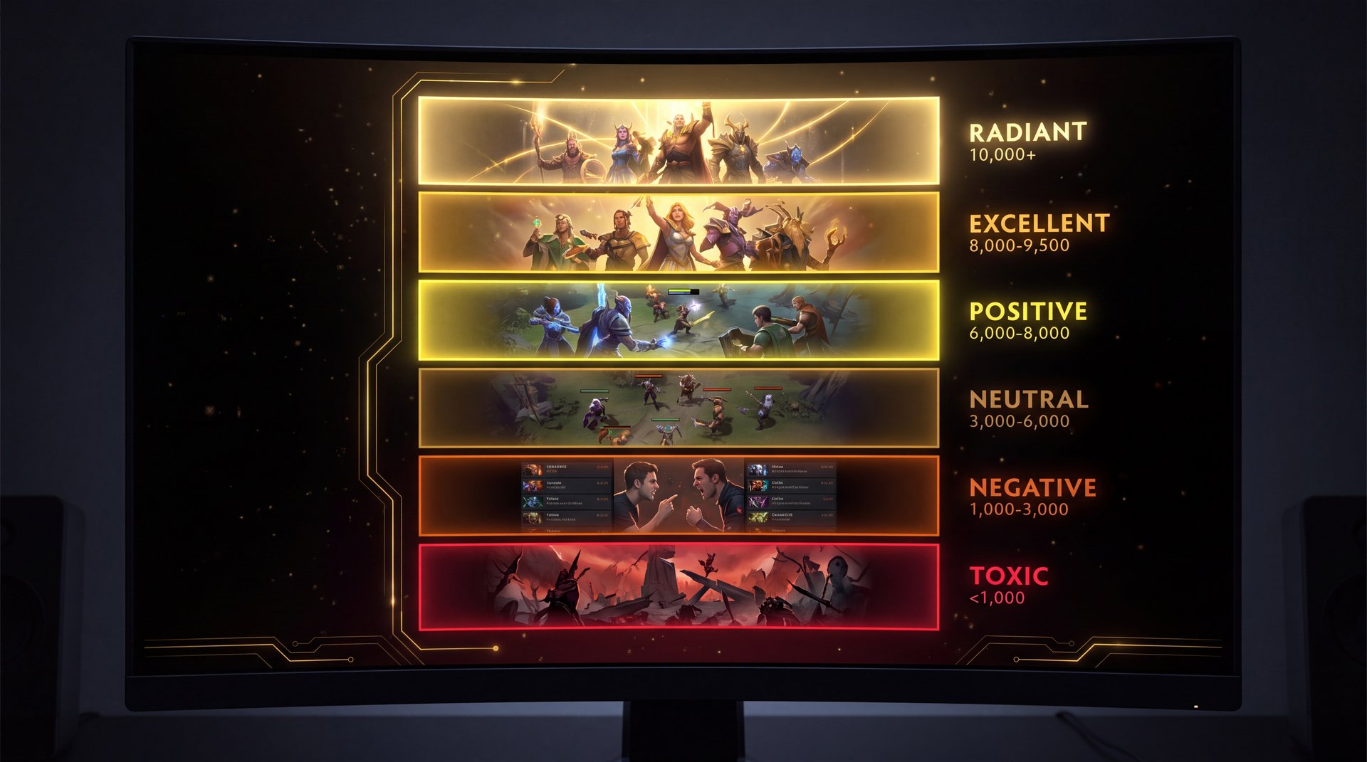 Dota 2 behavior score tiers chart showing matchmaking pool quality levels