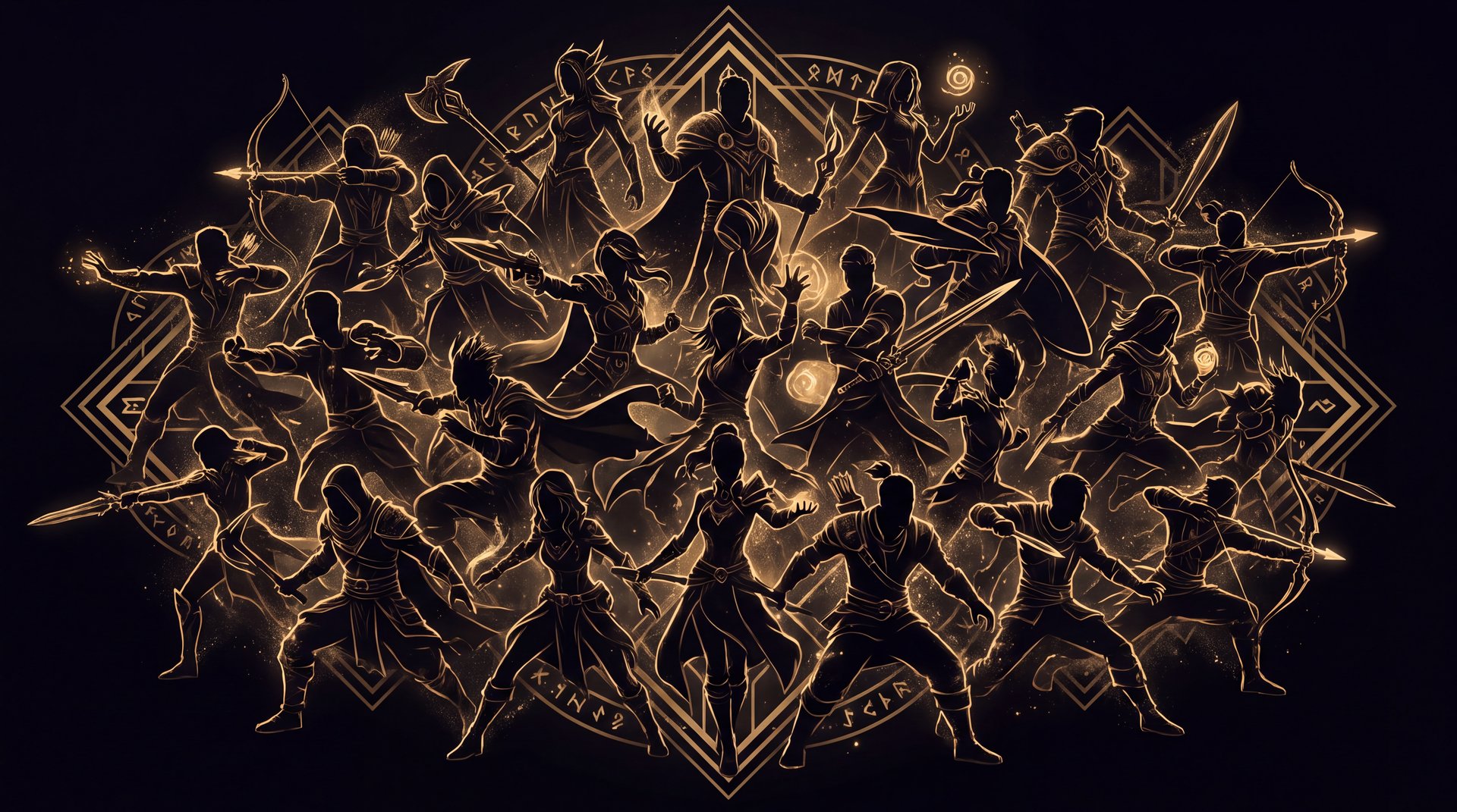 Dota 2 127 heroes roster collage showcase with gold accents dark cinematic gaming background