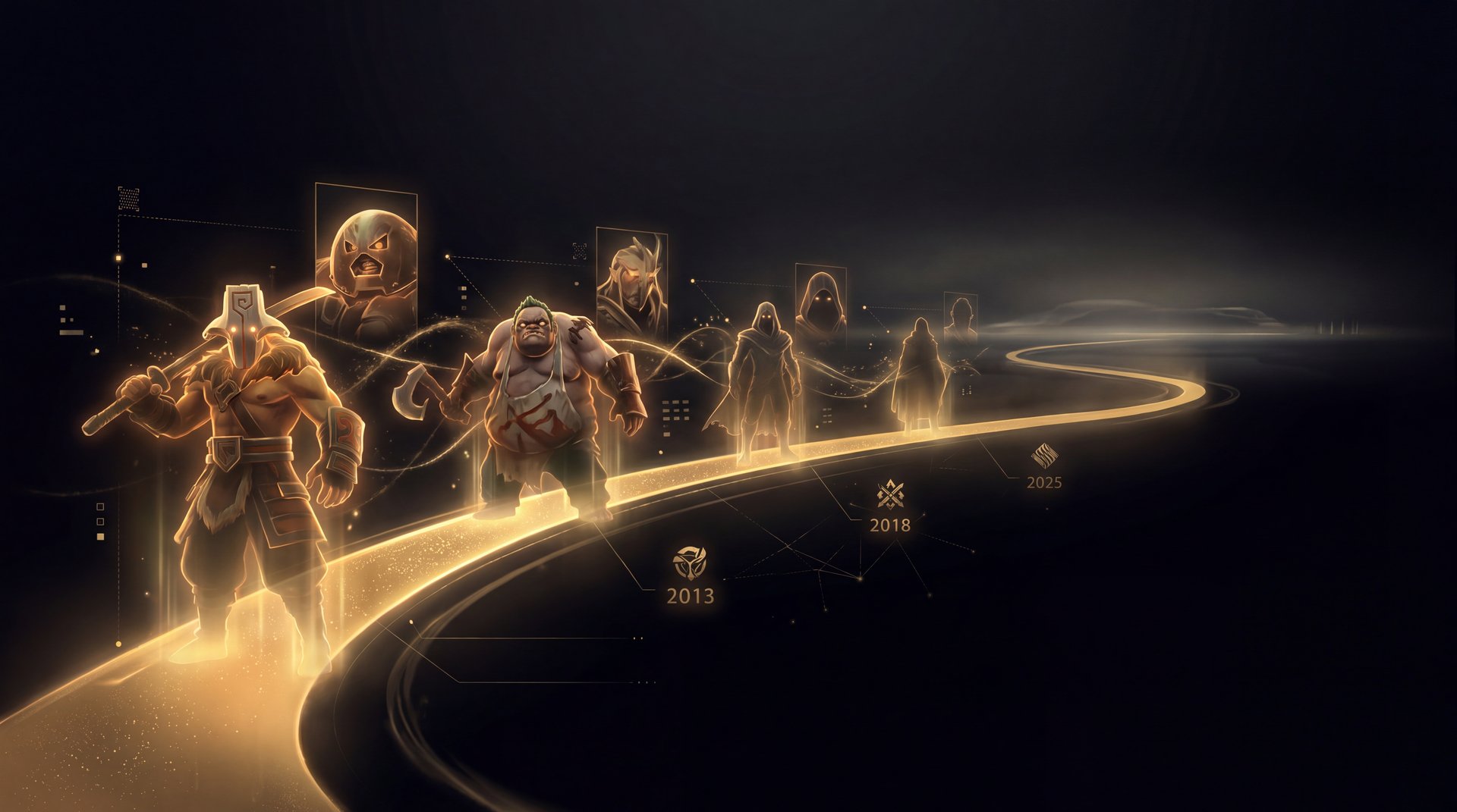 Dota 2 Valve hero design process new hero release history timeline gold black aesthetic